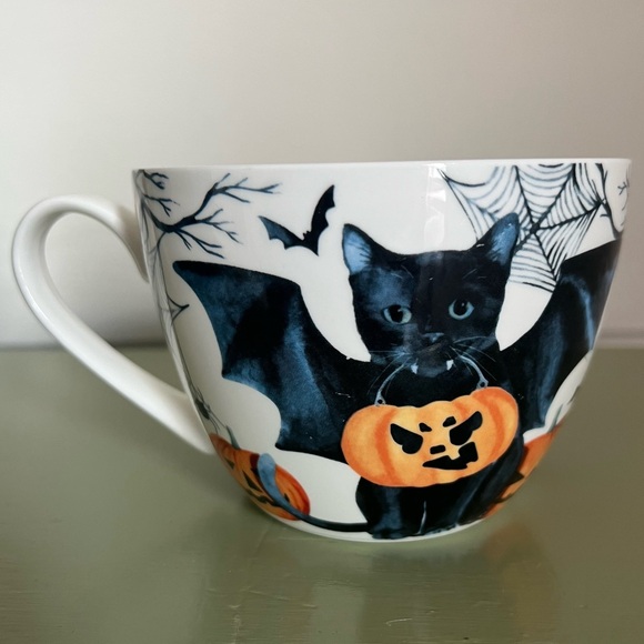 Portobello by Design Bat Cat Halloween Coffee Tea Mug 20oz - Picture 1 of 10